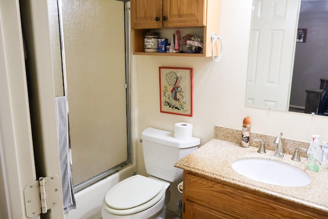 full bathroom with toilet, vanity, and combined bath / shower with glass door