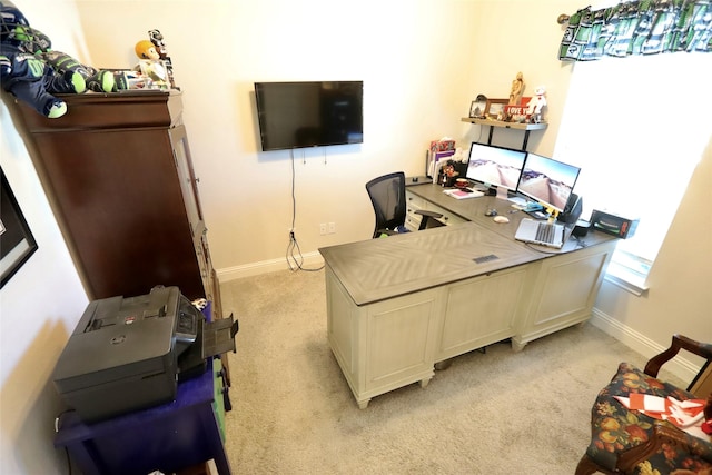 view of carpeted home office