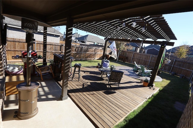 view of patio / terrace featuring a deck and a pergola