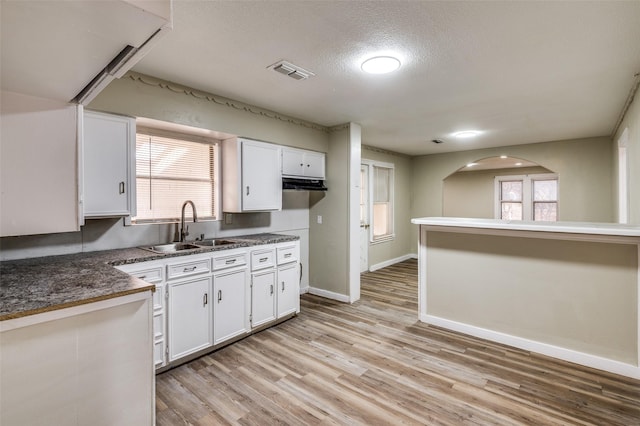 kitchen with sink, white cabinetry, and a wealth of natural light