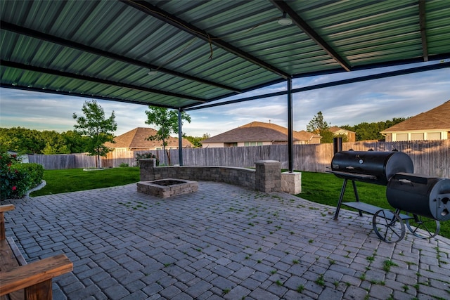 view of patio featuring an outdoor fire pit