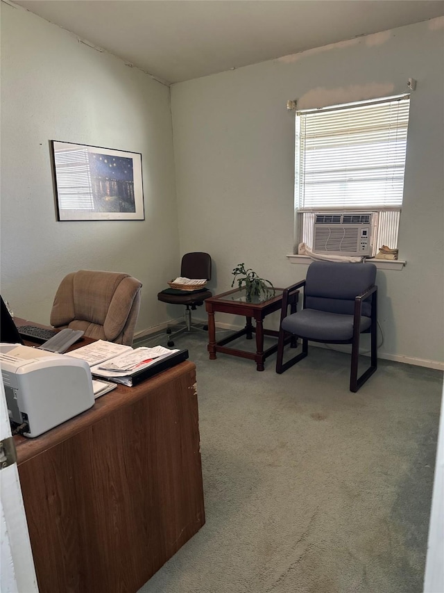 office area with carpet flooring and cooling unit