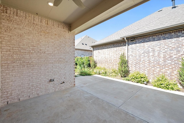 view of patio / terrace featuring ceiling fan