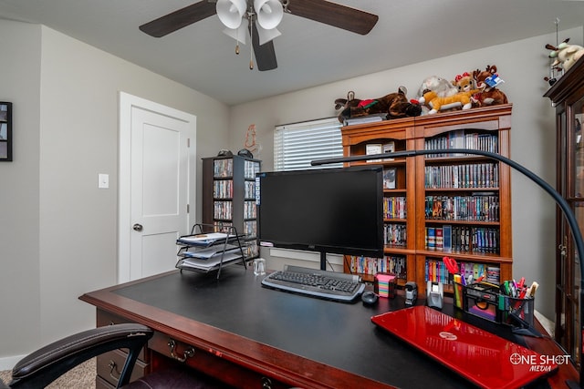 home office with ceiling fan