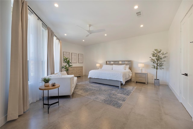 bedroom featuring ceiling fan