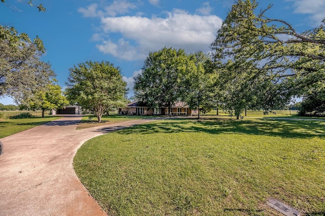 view of property's community featuring a yard