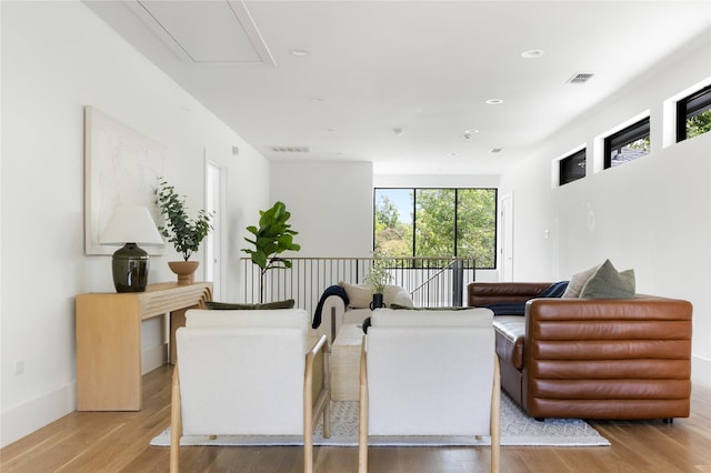 living room with light wood-type flooring