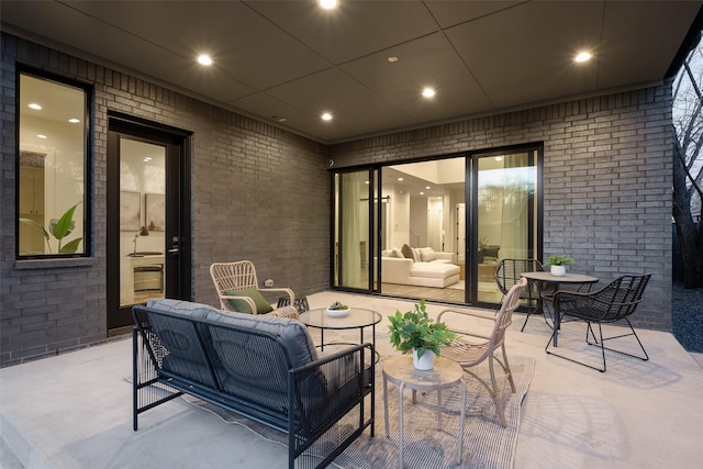 view of patio featuring an outdoor hangout area