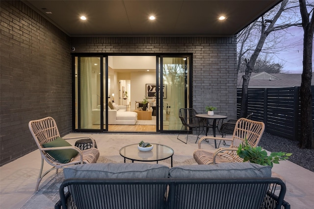 view of patio featuring an outdoor living space