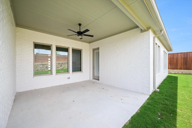 view of patio / terrace featuring ceiling fan