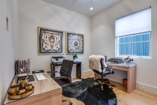 office area featuring light wood-type flooring