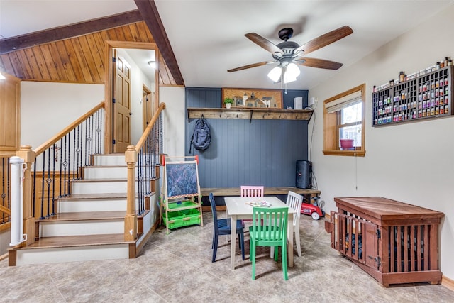 playroom featuring ceiling fan