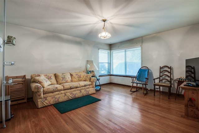 living room with wood-type flooring