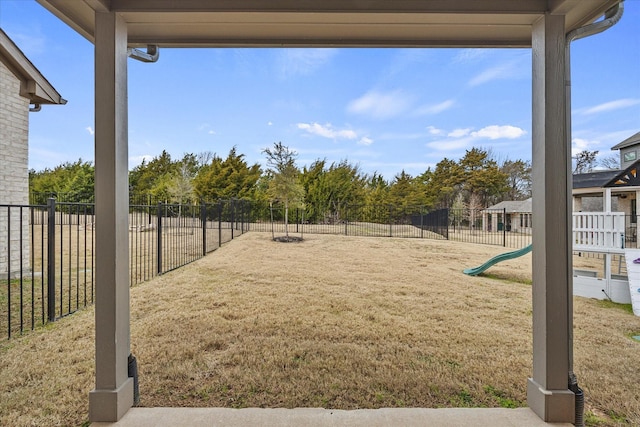 view of yard with a playground