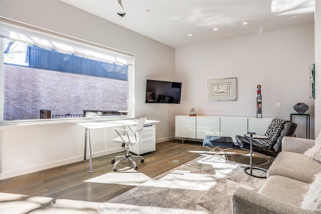 office with hardwood / wood-style floors