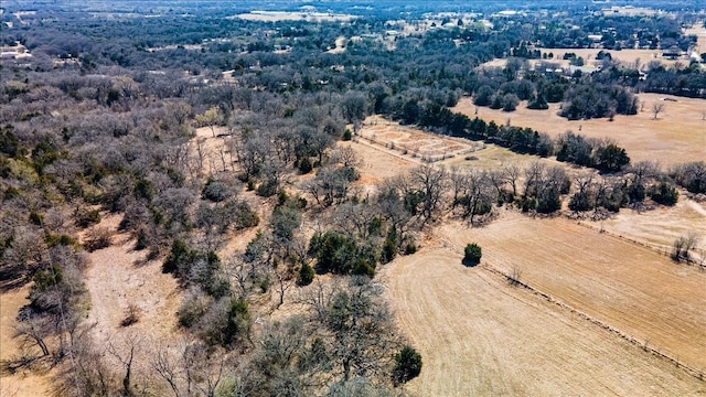 birds eye view of property featuring a rural view