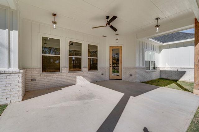 view of patio / terrace featuring ceiling fan