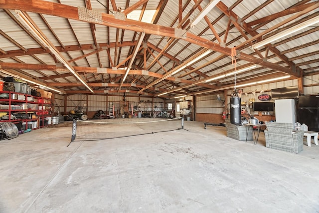 garage featuring water heater