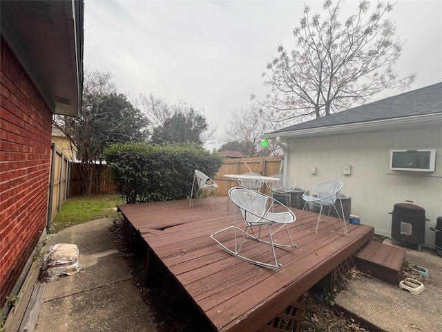 wooden deck with central AC