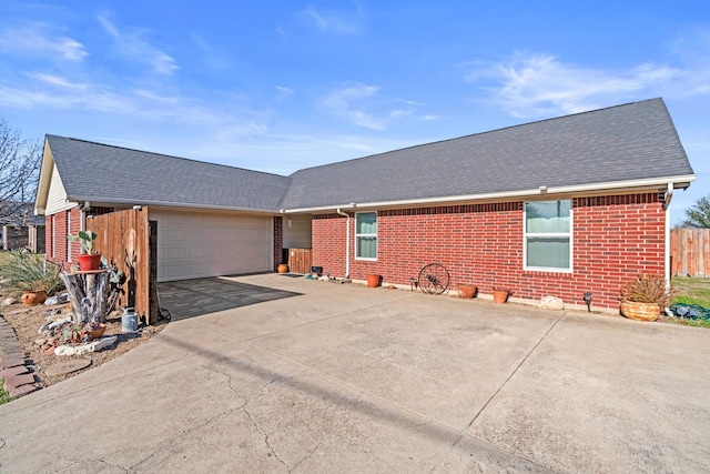 single story home with a garage