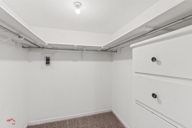 walk in closet with carpet