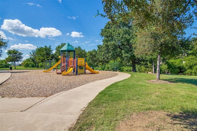 view of play area with a lawn