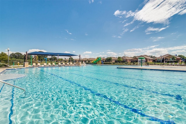 view of pool featuring a gazebo