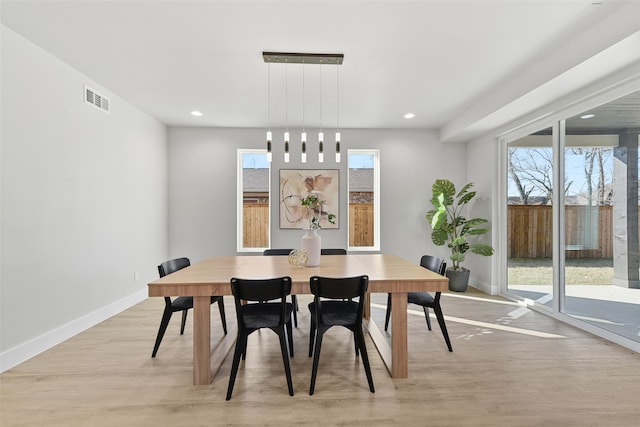 dining area featuring light hardwood / wood-style flooring