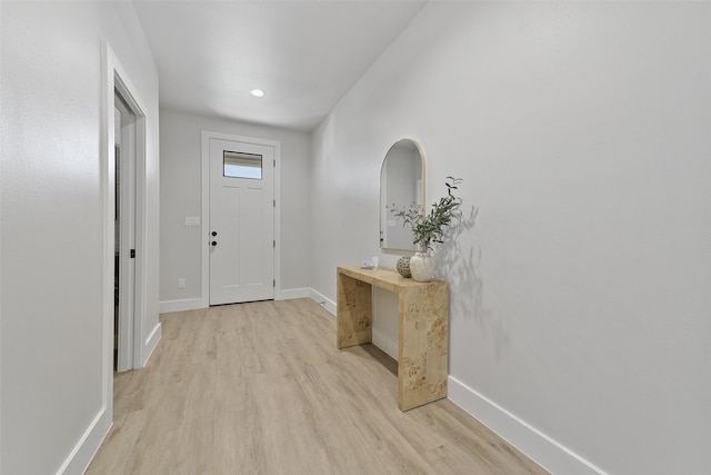 entrance foyer with light wood-type flooring