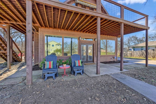 view of patio featuring french doors