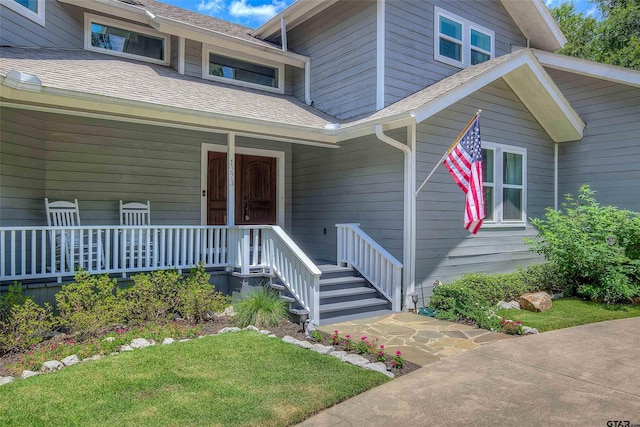 property entrance featuring covered porch