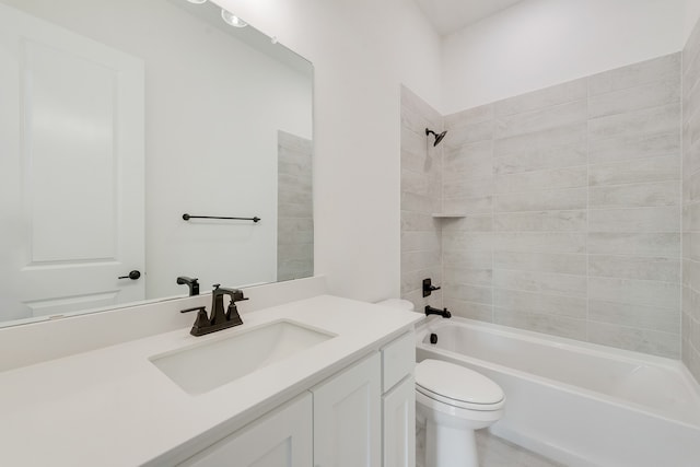 full bathroom featuring toilet, vanity, and shower / washtub combination