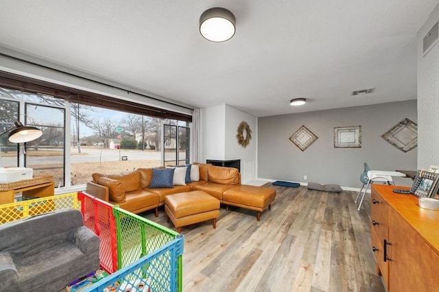 living room featuring light hardwood / wood-style floors