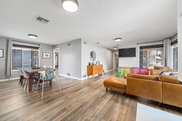 living room with hardwood / wood-style flooring