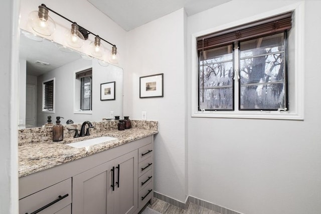 bathroom featuring a wealth of natural light and vanity