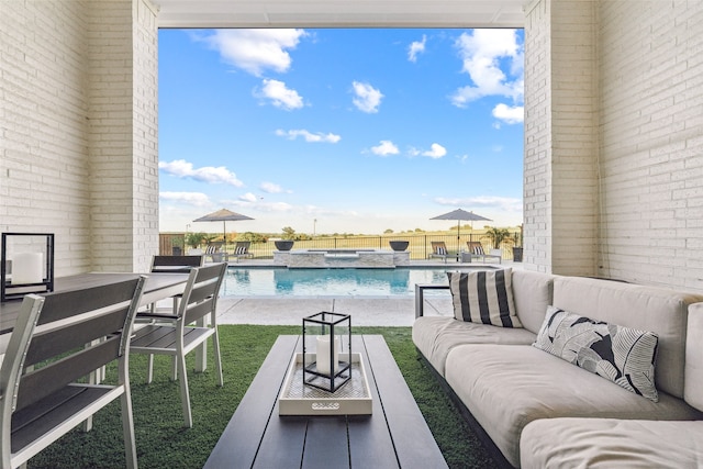 view of patio with an outdoor living space