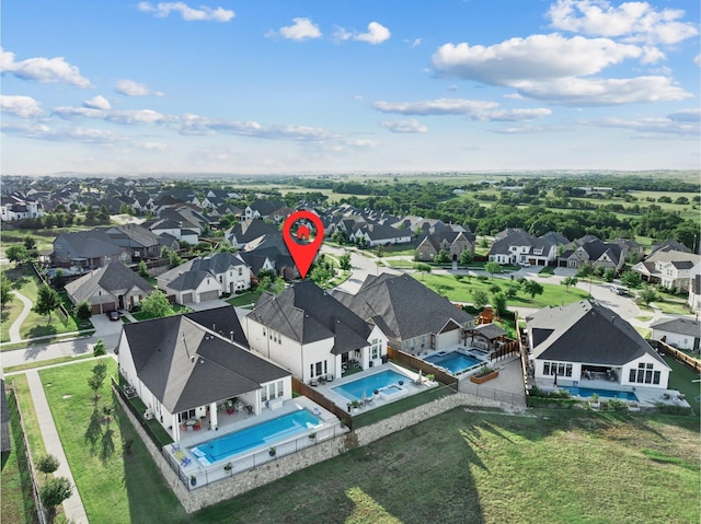 aerial view with a residential view