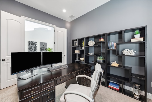 office space with visible vents and recessed lighting