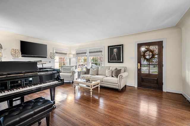 living room with hardwood / wood-style floors