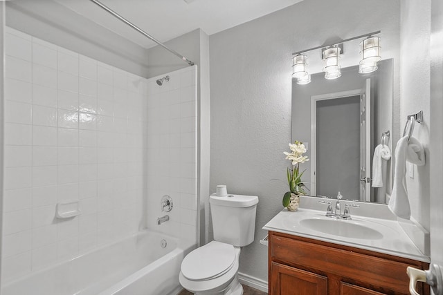 full bathroom with toilet, shower / bathtub combination, and vanity