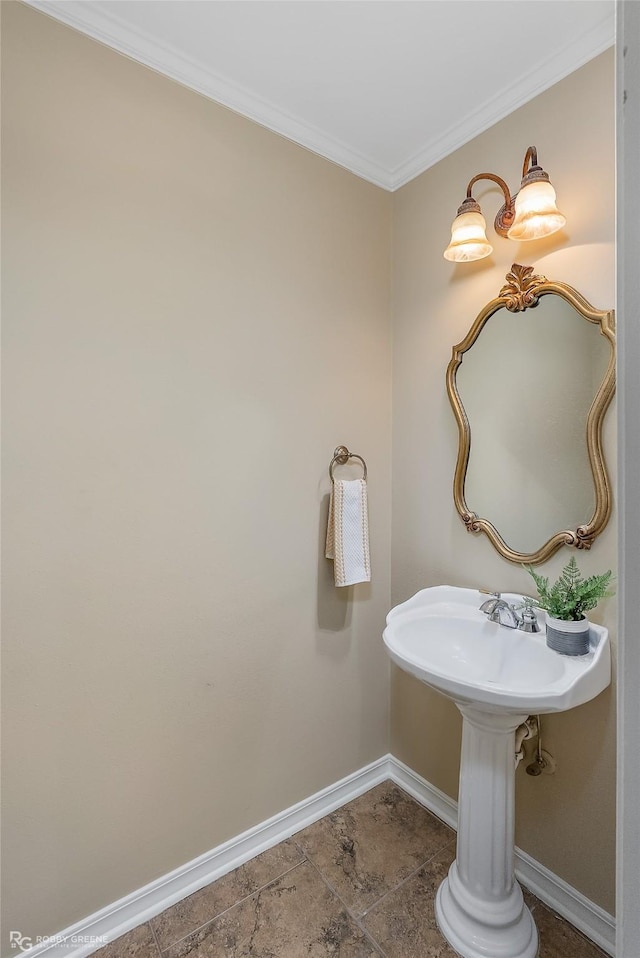 bathroom with crown molding