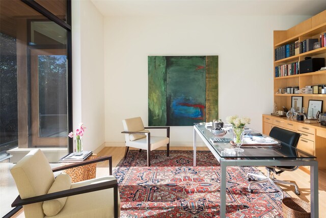 home office featuring light hardwood / wood-style flooring