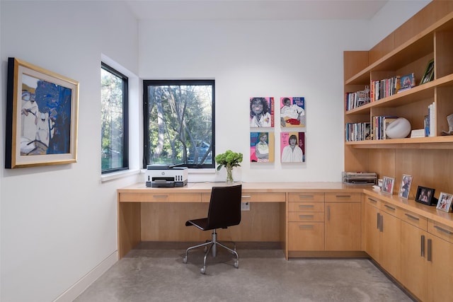 office featuring built in desk