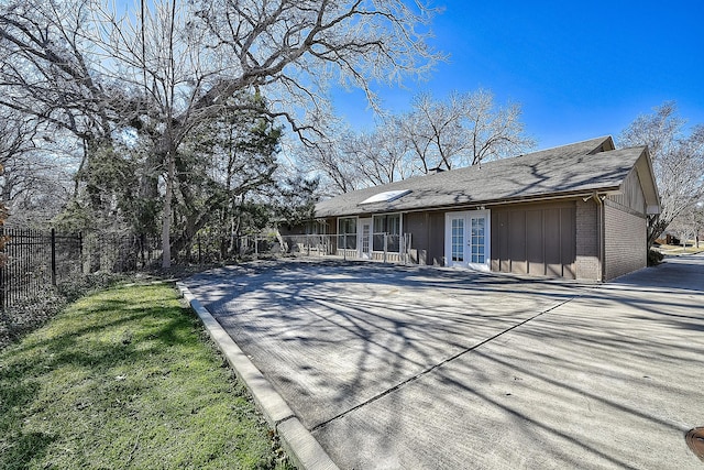 back of house with french doors