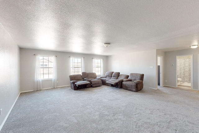 6217 Jackstaff Dr, Fort Worth, TX 76179 - carpeted living area with a textured ceiling and baseboards