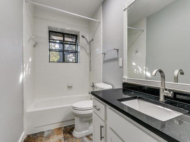 full bathroom with vanity, toilet, and shower / washtub combination