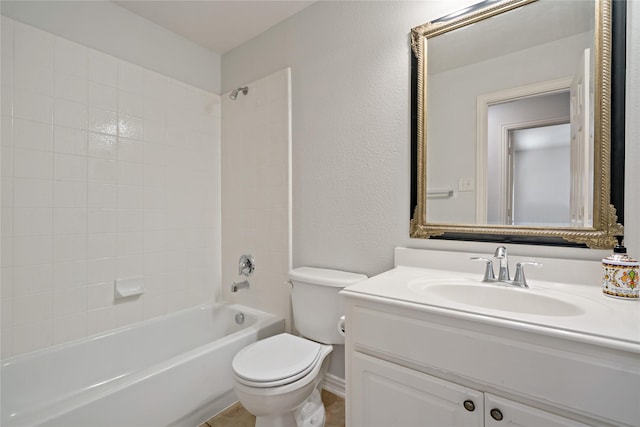 full bathroom featuring vanity,  shower combination, and toilet