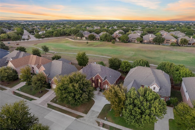 view of aerial view at dusk