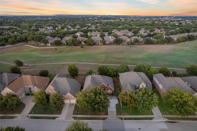 view of aerial view at dusk