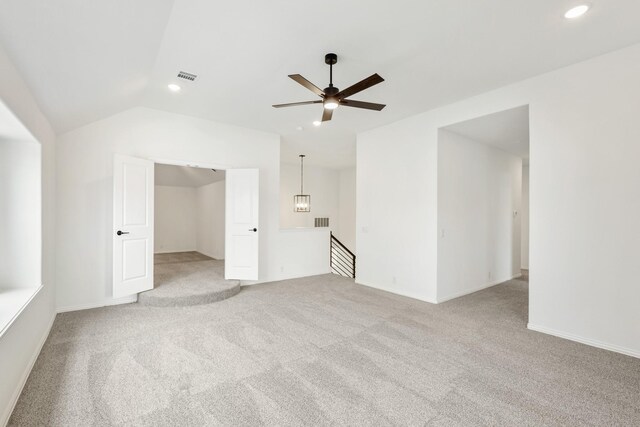 1217 Sylvia St, Desoto, TX 75115 - carpeted spare room with a ceiling fan, recessed lighting, lofted ceiling, and baseboards